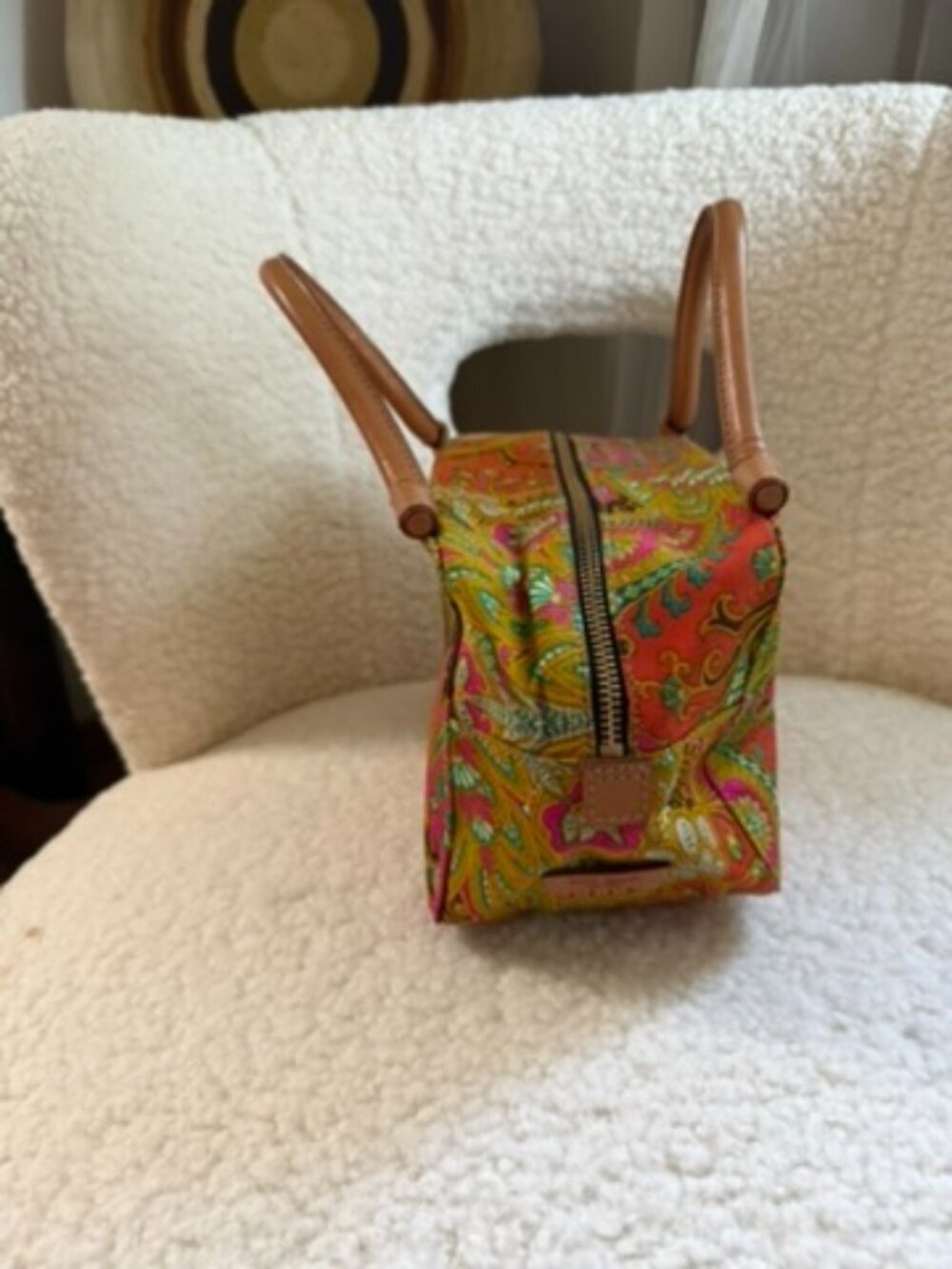 Authentic Kate Spade New York Vintage Paisley Canvas Satchel/Bowler Bag.